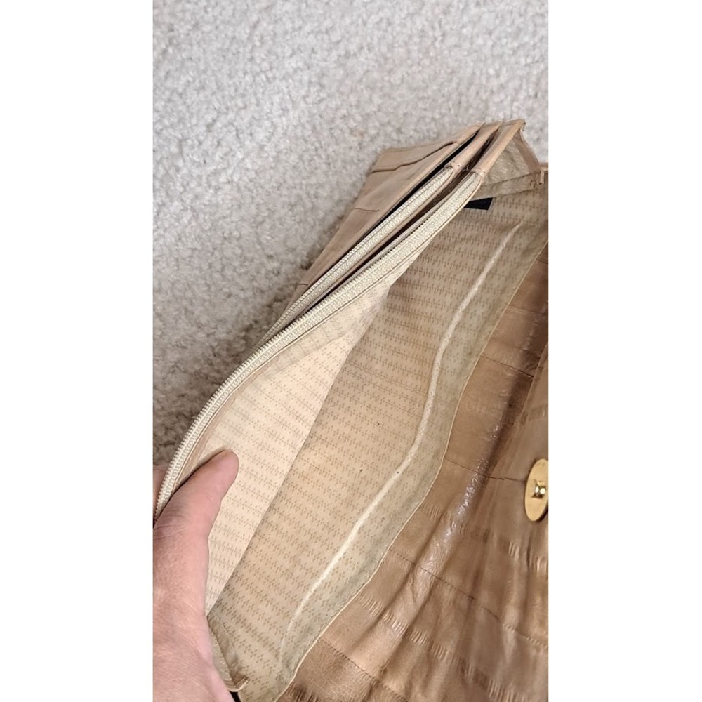 Vintage Tan Eel Skin Leather Clutch Purse 10" X 6" - Picture 5 of 6